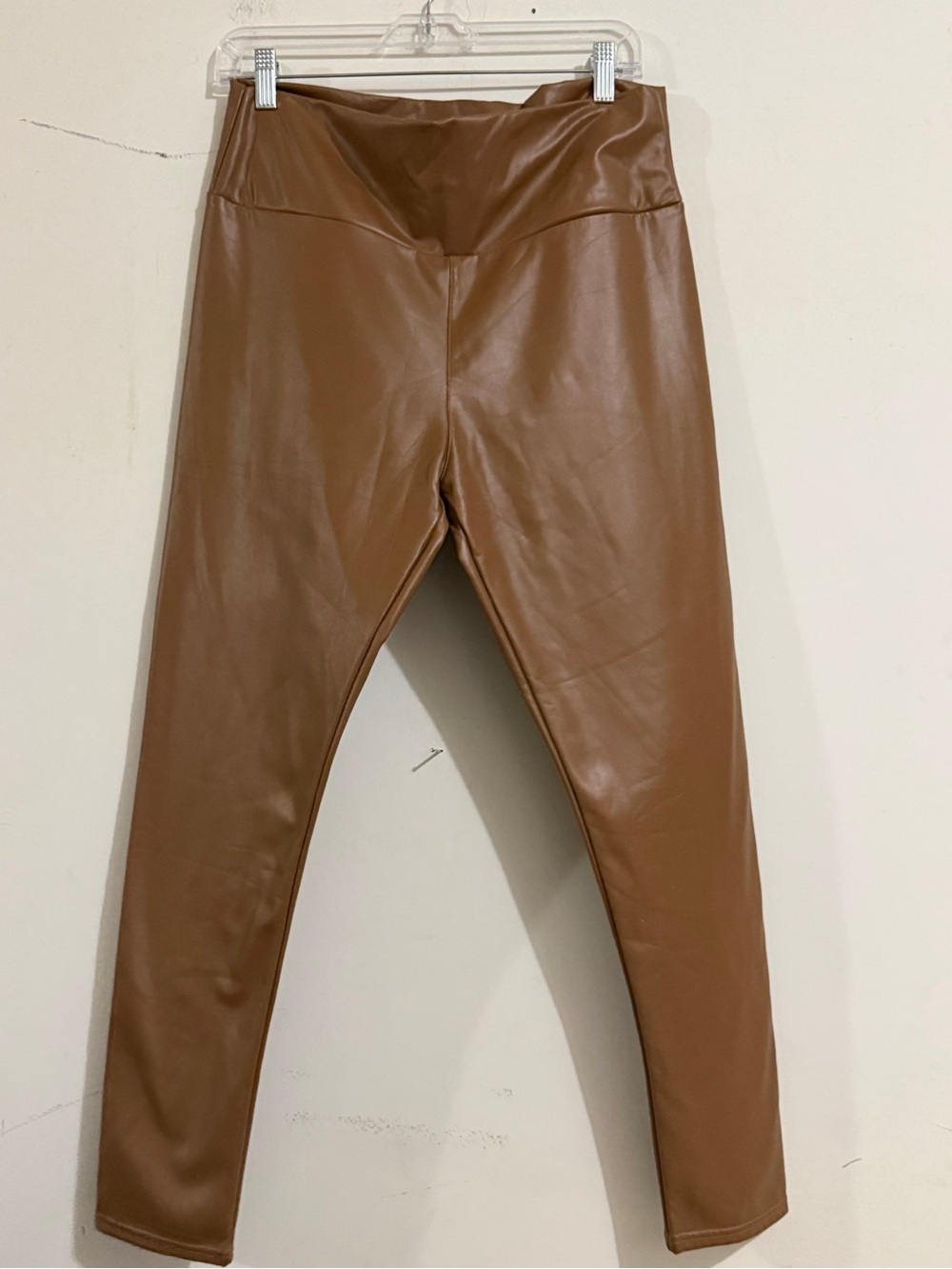 High-Waist Kids Faux Leather Leggings in Brown